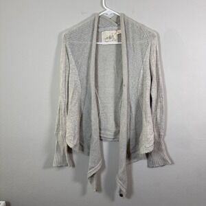 Angel of the North Light Gray Knit Drape Front Cardigan Sweater XS